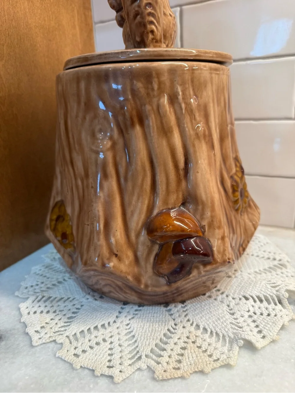 Brown Ceramic Squirrel Cookie Jar - Decorative Food Storage
